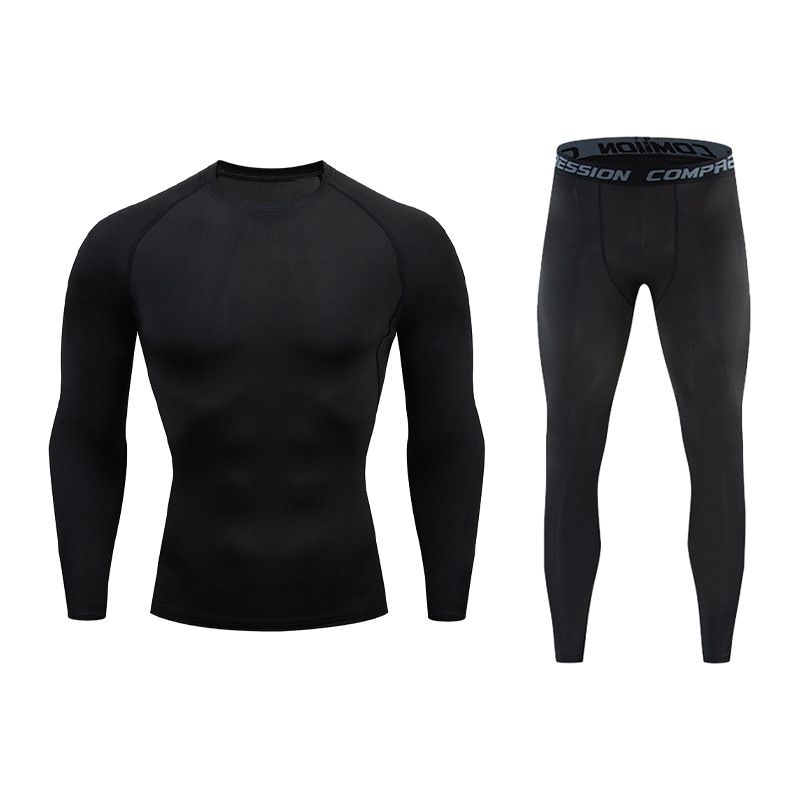 Men's 2-Piece Compression Workout Set - Moisture-Wicking Gym Base Layer For Basketball, Running & Hiking - Breathable Quick-Dry_voghion.com