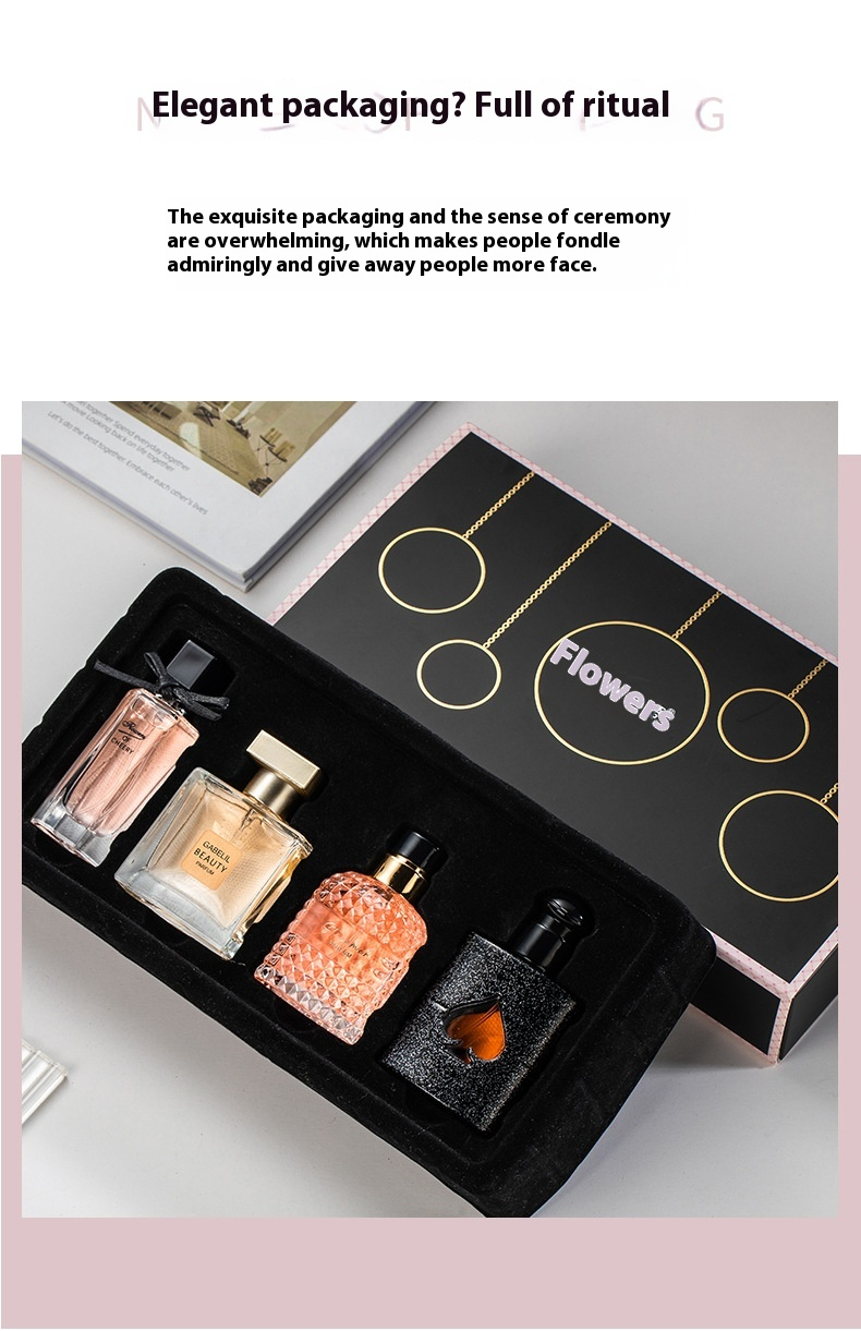 Nou 520 cutie cadou de Ziua Îndrăgostiților Set de patru piese Parfum Black Opium Lady Parfum proaspăt de lungă durată_voghion.com