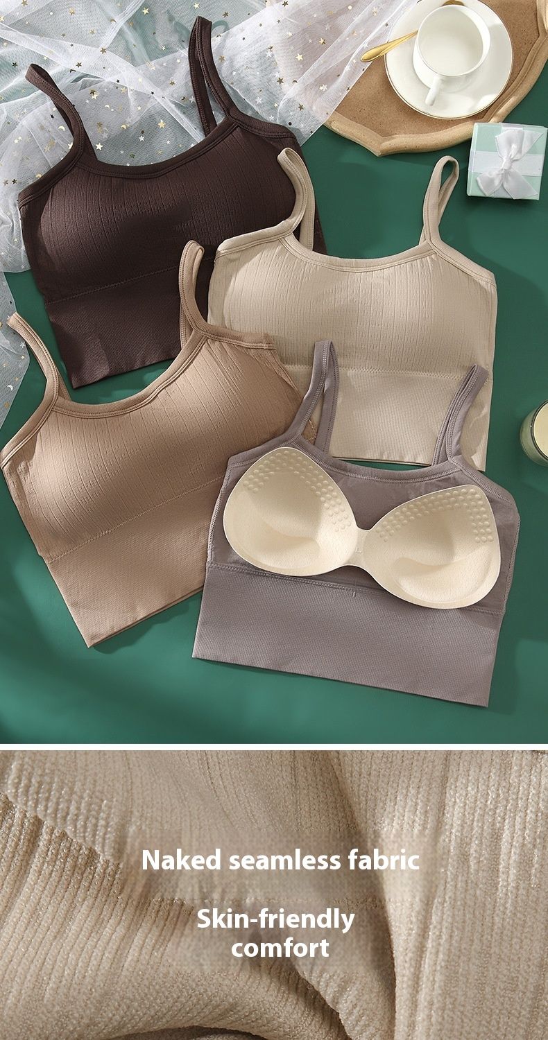 Espalda de amoníaco color piel sin costuras, envoltura de pecho, deportivo sin tirantes, chicas sin marcas, antideslumbrante, base transpirable, camisola_voghion.com