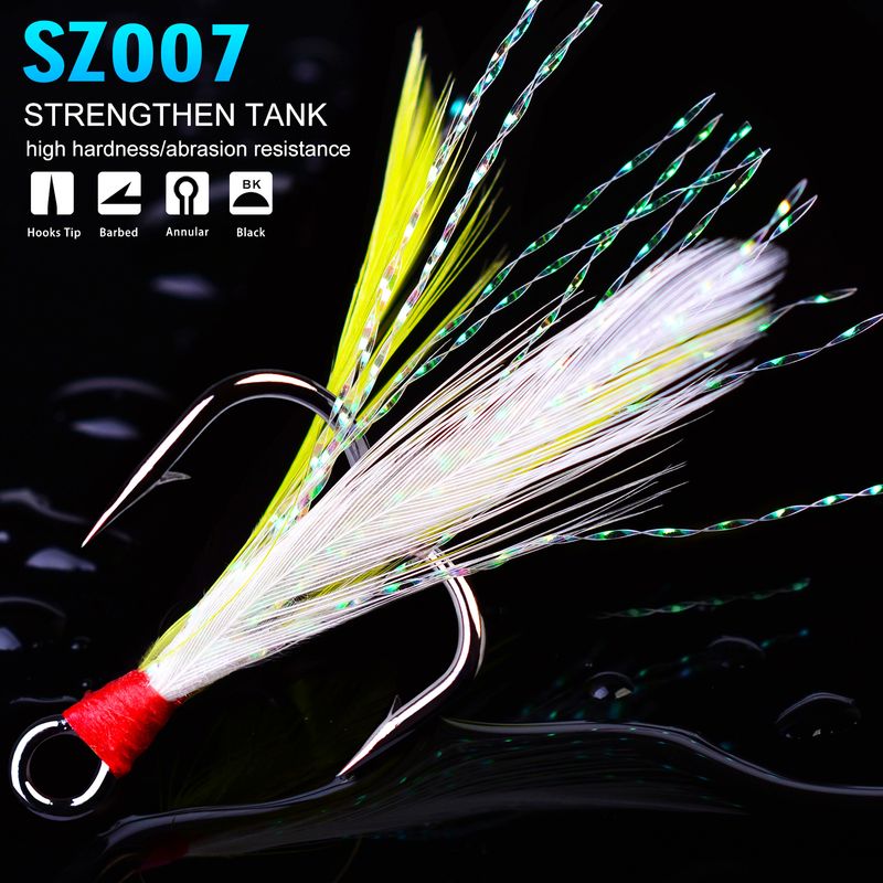 Wild Treble com pingente de pena, âncora farpada, anzol para pesca_voghion.com