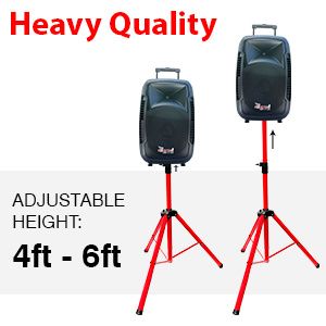 5 Core Speaker Stand Tripod Floor Heavy Duty Adjustable Up to 72 Inch DJ Studio Monitor Stands Pole Mount - SS HD RED BAG_voghion.com