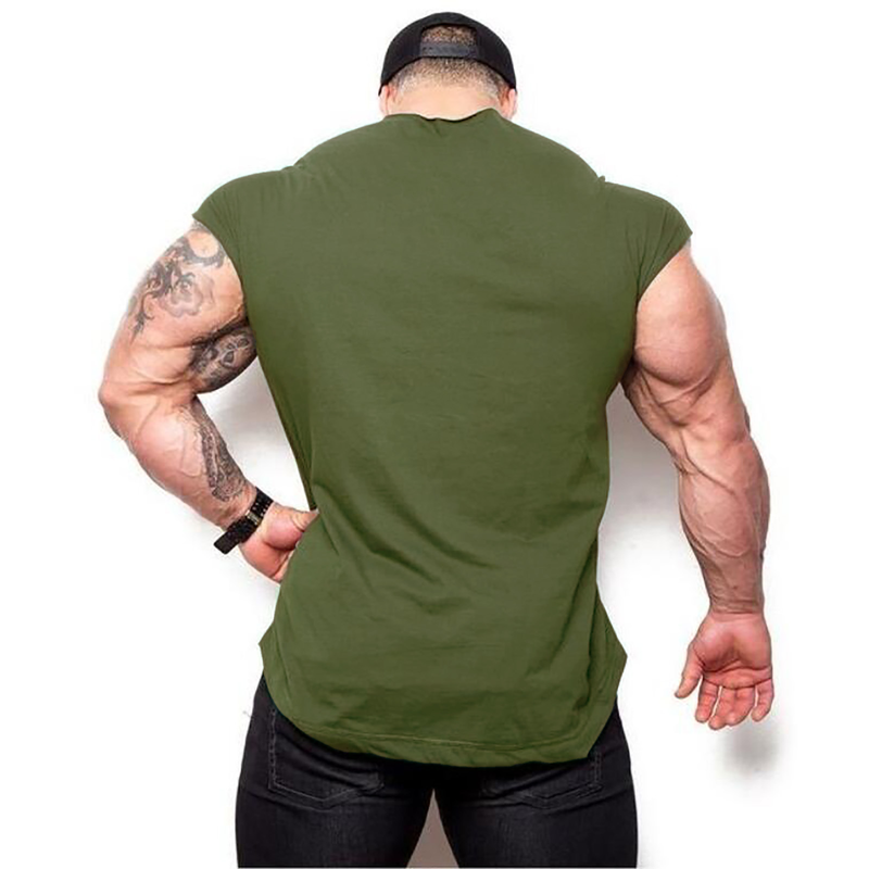 Muscle Fitness Brother Einfarbige Weste aus reiner Baumwolle mit leerem Teller für Herren, Sport, Lauftraining, dünnes ärmelloses Tanktop_voghion.com