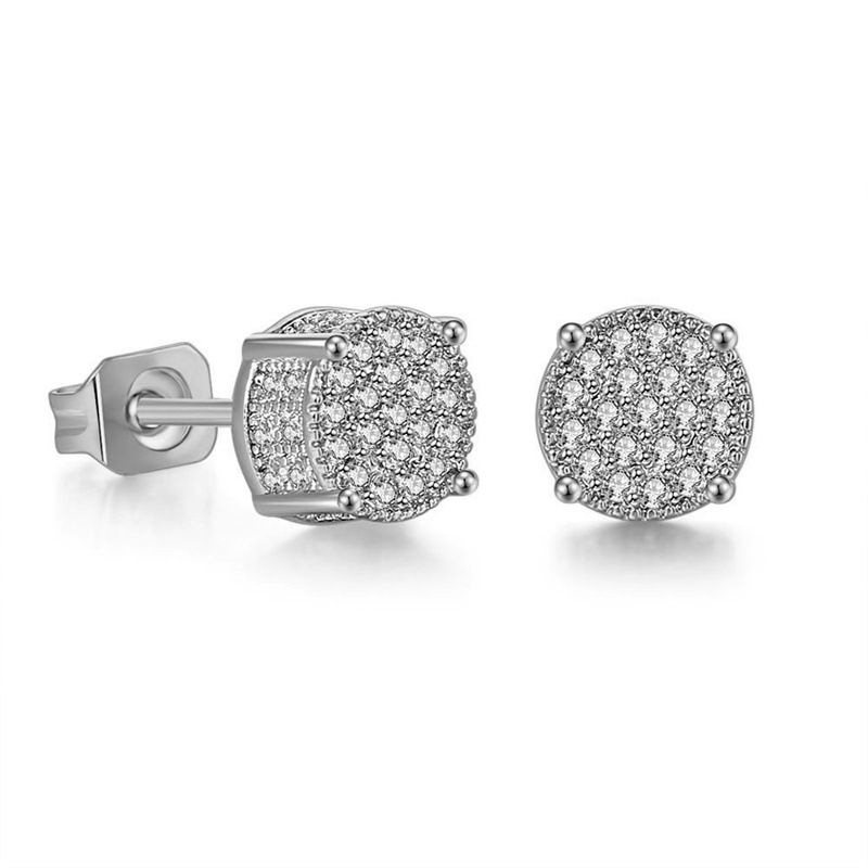 Pendientes Cao Shiman de hip hop con diamantes para hombre, pendientes redondos chapados en circón con microconjunto_voghion.com