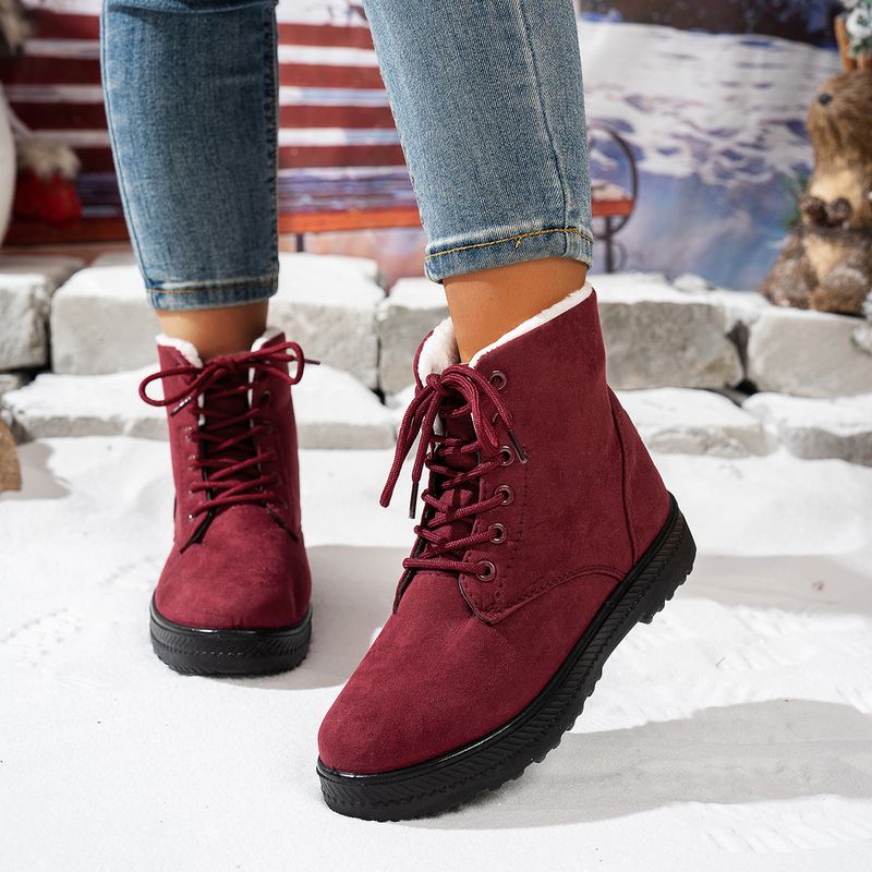 Snow Outdoor Lightweight Non-Slip Lace-Up Thickened Warm Women's Cotton Boots European Size 45_voghion.com