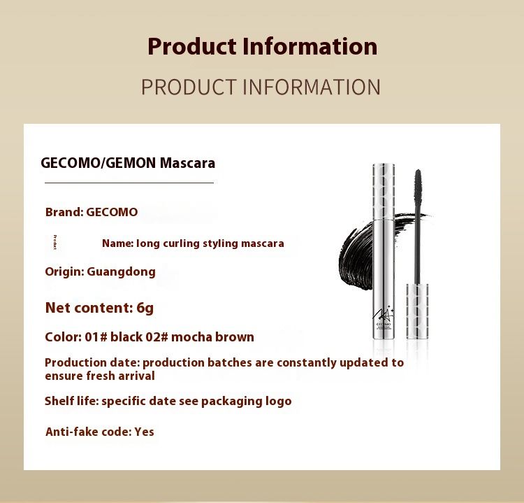 GECOMO Piccolo tubo d'argento Occhio Nero Fibra naturale Ricciolo lungo Spesso Asciugatura rapida Impermeabile Durevole e non facile da sbavare_voghion.com