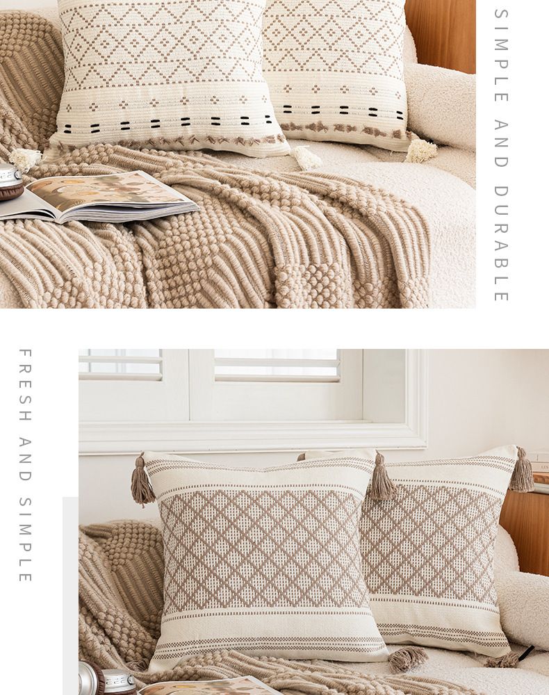 Cuscino INS in stile nordico 2025 per divano semplice con nappe, piccolo cuscino quadrato trapuntato con nucleo centrale_voghion.com