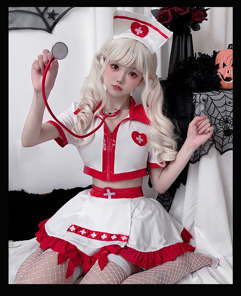 Déguisement d'infirmière sexy pour adultes - Tenue de jeu de rôle d'Halloween avec bandeau, robe et accessoires - Grande taille disponible_voghion.com