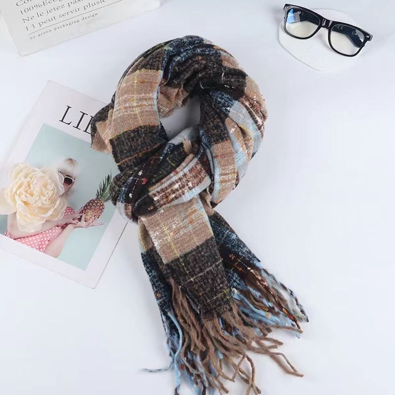 Pieno di serie Star River, calda versione coreana, nuovo colore contrastante con filato ad anello che imita la sciarpa ispessita in cashmere_voghion.com