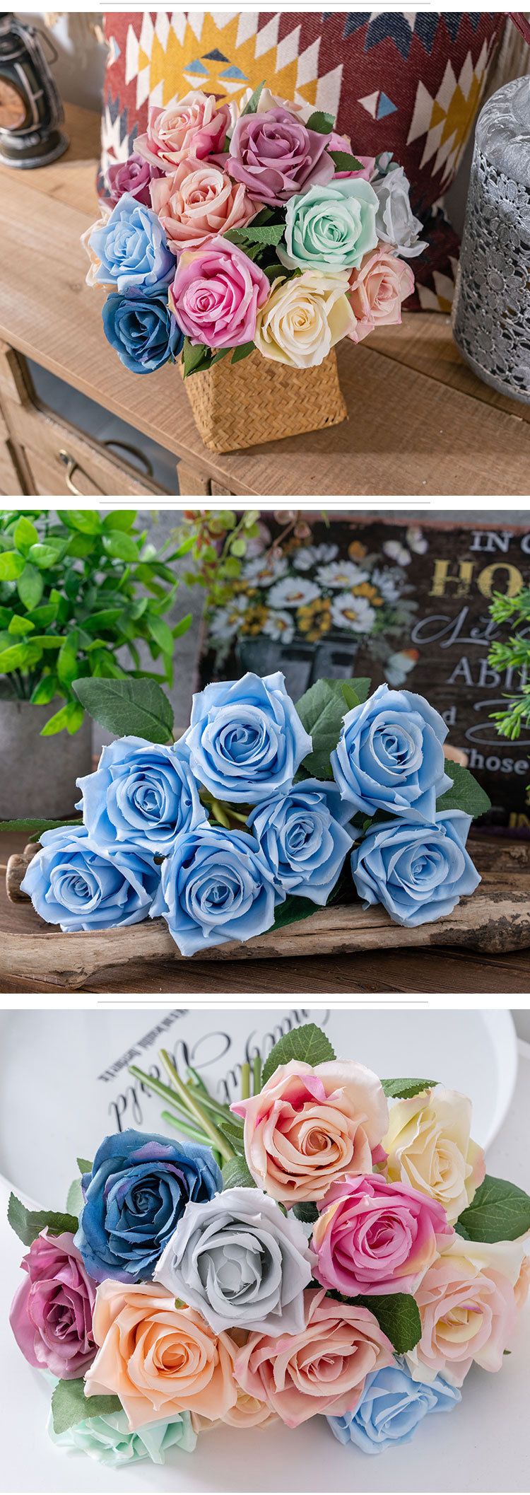 Fabricante de rosas Flor artificial Decoração para casa Buquê de casamento Rosa Parede Flor artificial PJ1052_voghion.com