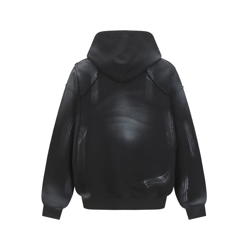 Herren-Kapuzenpullover im Used-Look mit Spray-Print – postapokalyptischer Streetwear-Stil, Oversize-Passform, Baumwollmischung, Unisex-Pullover_voghion.com