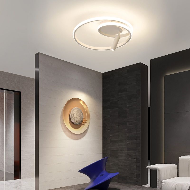 Glitzerlife Deckenlampe LED Deckenleuchte Weiß - 40cm Schlafzimmerlampe Modern 37W Wohnzimmerlampe Mit Strahler Dimmbar Mit Fernbedienung Für Haus Wohnung Küche_voghion.com