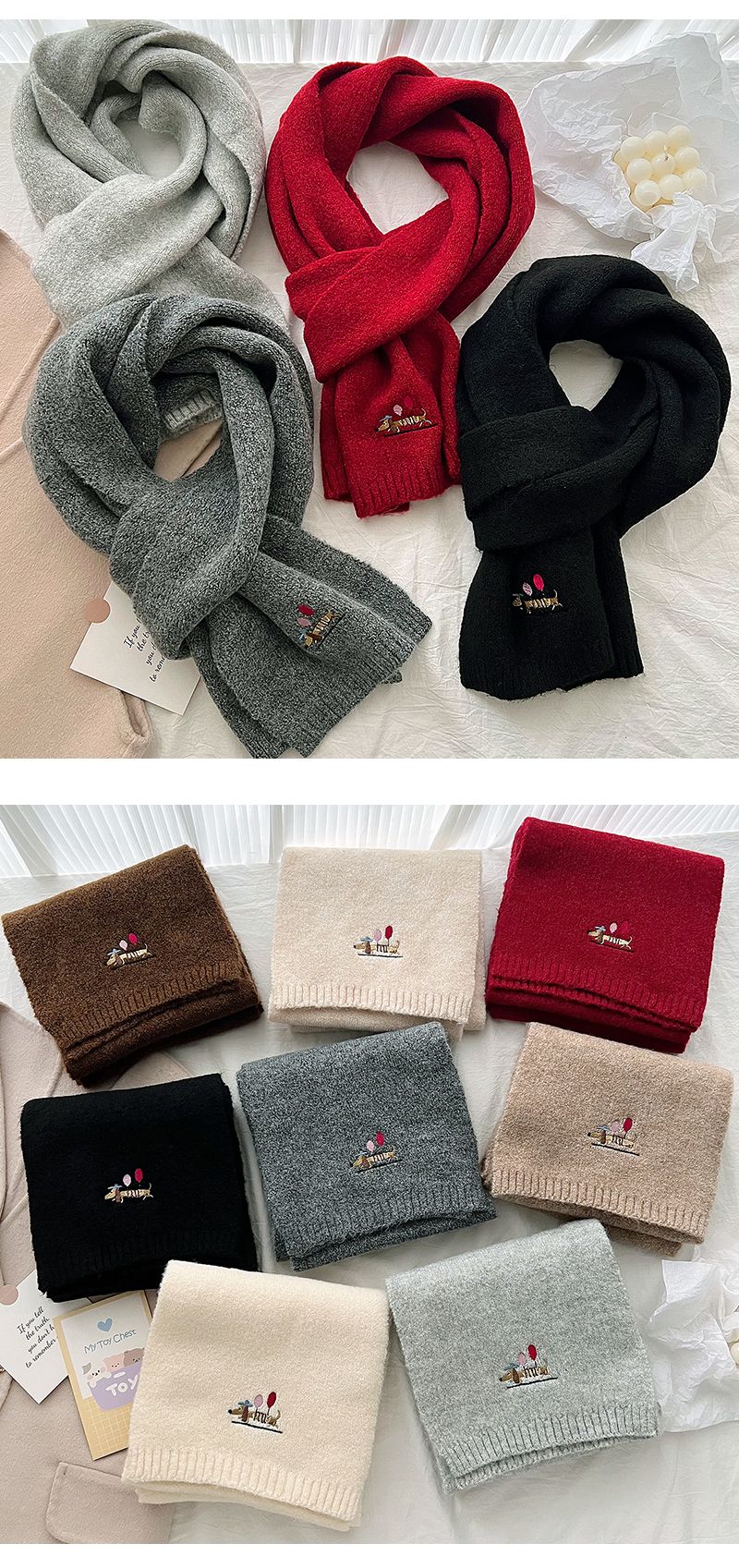 Nuova sciarpa di lana a forma di cucciolo di palloncino con sensazione di alta qualità, sciarpa calda invernale da donna, coppia di studenti semplice e versatile,_voghion.com