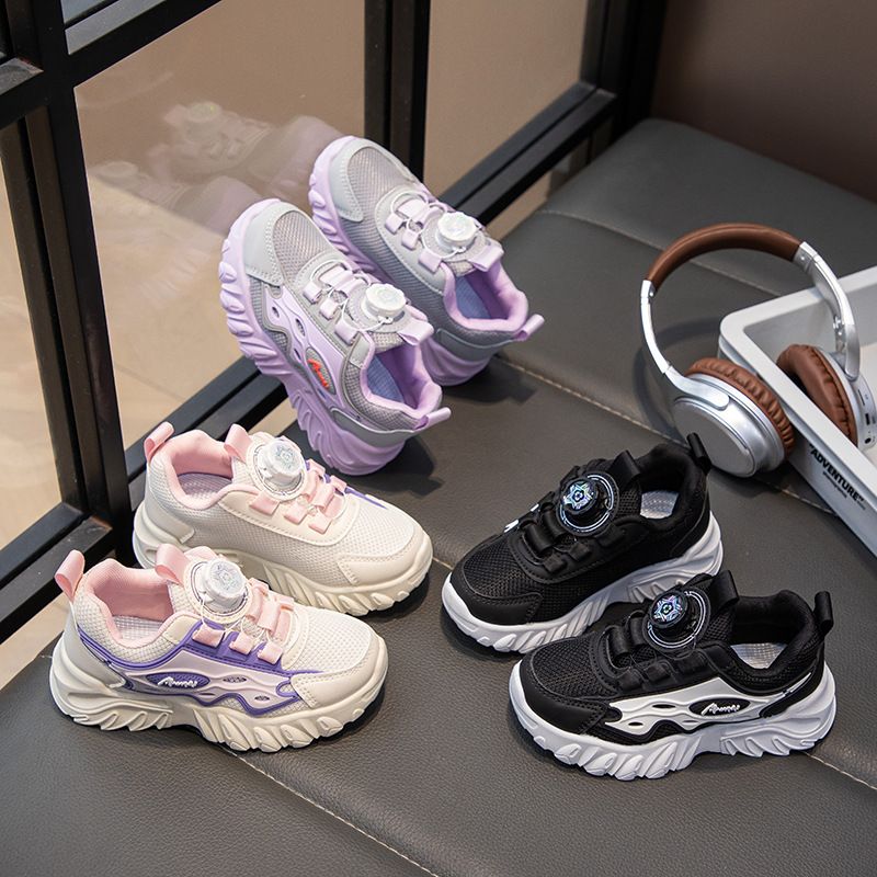 Scarpe da corsa per bambini autunno e inverno 2025, con bottone girevole per papà, scarpe da corsa per bambine, viaggi all'aperto per studenti_voghion.com
