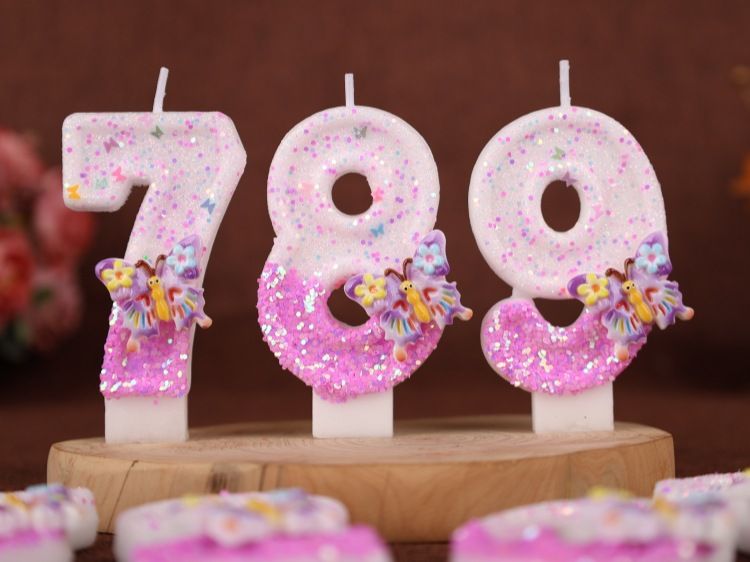 Creative Flower Butterfly Digital Cake Decoration Insert Children's First Birthday Party Candle_voghion.com