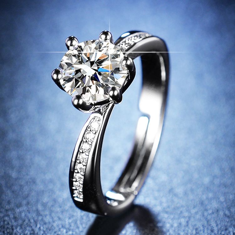 Live streaming light luxury design fashionable diamond inlaid moissanite one carat open zircon ring for women_voghion.com
