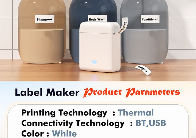 Etikettendrucker, tragbar, Bluetooth, Mini, klein, Thermojournal, Beschriftung, Smart Memo Machine Organizer_voghion.com