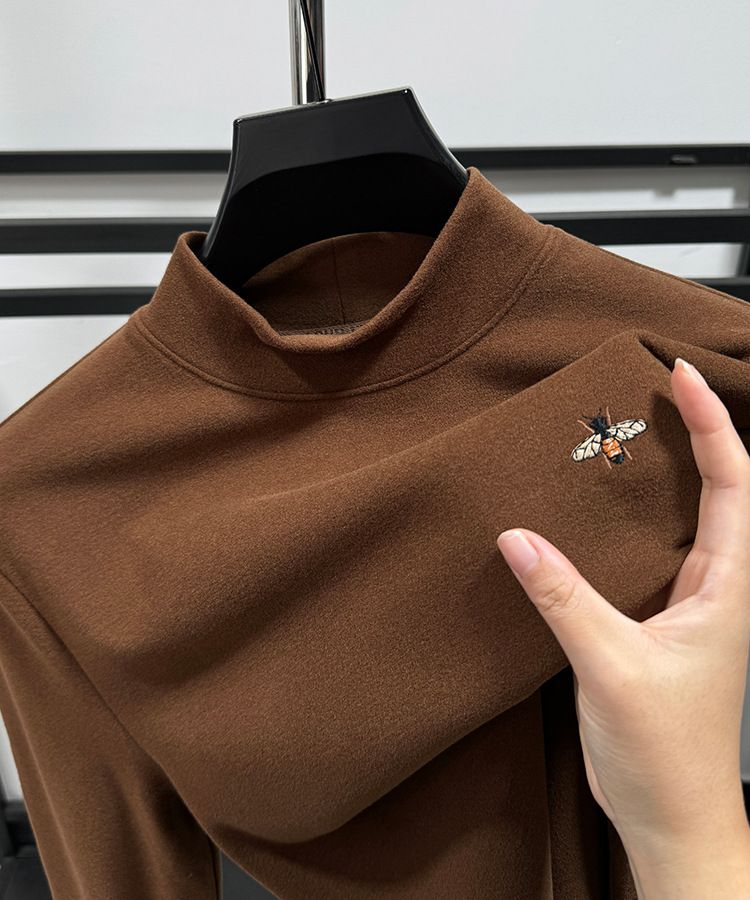 Premium Double-Layer Fleece Sweatshirt For Men – Slim-Fit Thermal Base Layer With Brushed Micro Velvet Interior, Semi-Turtleneck Winter Pullover_voghion.com