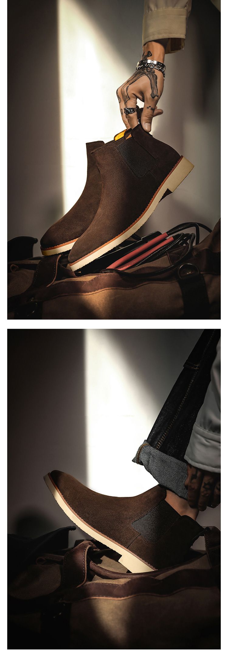 Spitz zulaufende Stiefel für Herren Neue Stiefel für Herren High-Top-Stiefel aus Leder Stiefeletten_voghion.com