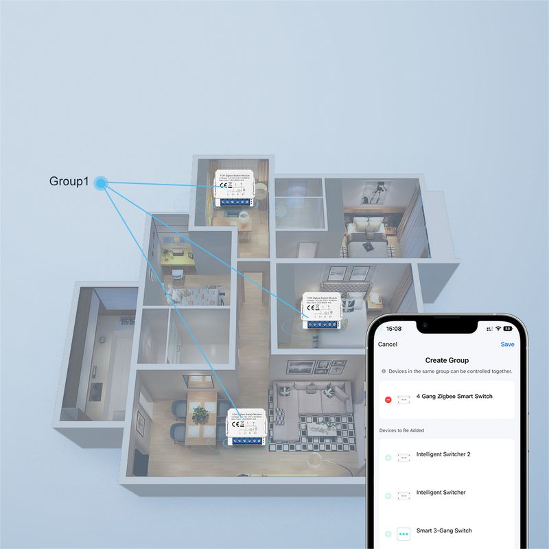 AVATTO Zigbee Tuya 1/2/3/4 Gang Mini Smart Switch Modulo interruttori della luce fai da te Controllo bidirezionale Funziona con Alexa Alice_voghion.com