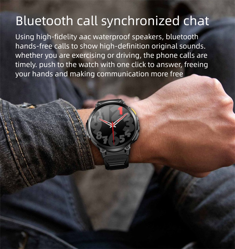 Large Screen Round Smart Watch Multi-Function Bluetooth Call Health Detection Flashlight Outdoor Sports Bracelet For Men_voghion.com