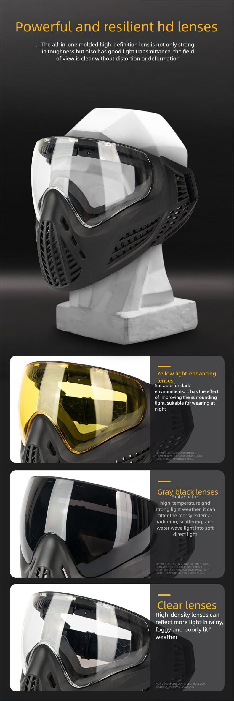 Full Face Protection Explosion-Proof Anti-Fog Manufacturer Wholesale Cycling Goggles Breathable Horse CS Tactical Mask_voghion.com