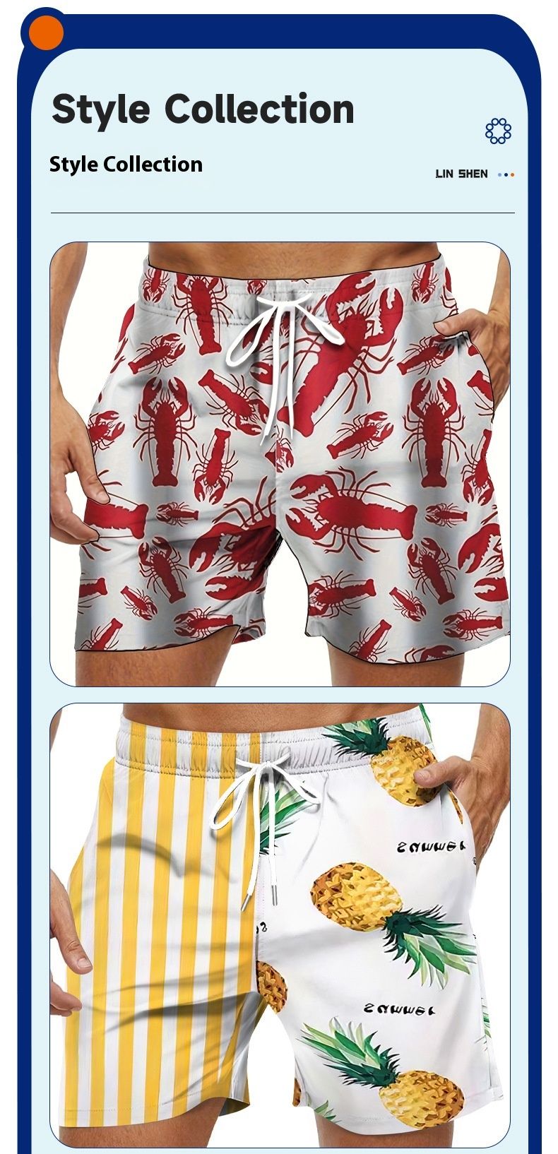 Neue 3D-bedruckte Ocean-Shorts mit einem Muster, das im Wasser getragen werden kann. Schnelltrocknende Strandhose für Herren als Oberbekleidung_voghion.com