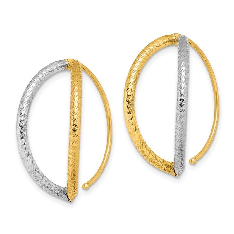 14K W/Rhodium Diamond-Cut Dangle Threader Earrings_voghion.com