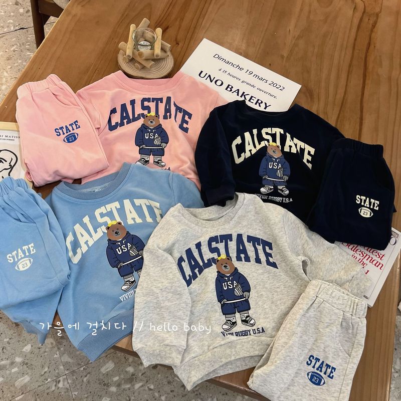 Dětské oblečení 2024 nové dětské podzimní a zimní overaly pro chlapce a dívky mikiny a tepláky s kresleným medvídkem dvoudílné overaly dětské sportovní oblečení_voghion.com