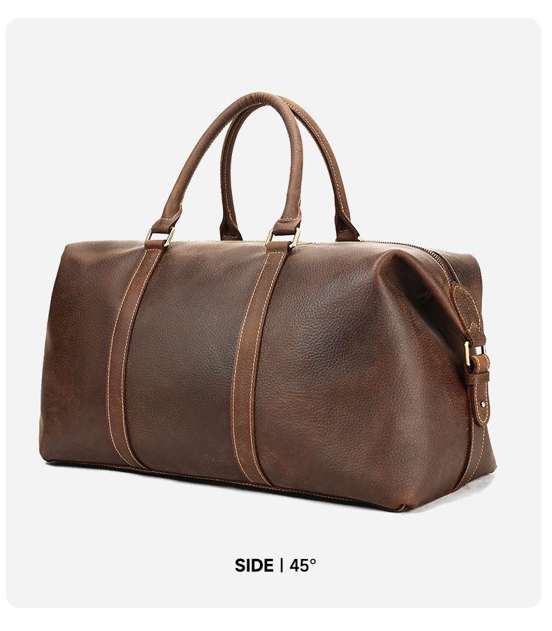 Borsa da viaggio vintage in vera pelle da uomo, borsone in pelle invecchiata retrò con tracolla, capiente capacità 36-55L, resistente, per viaggi casual_voghion.com