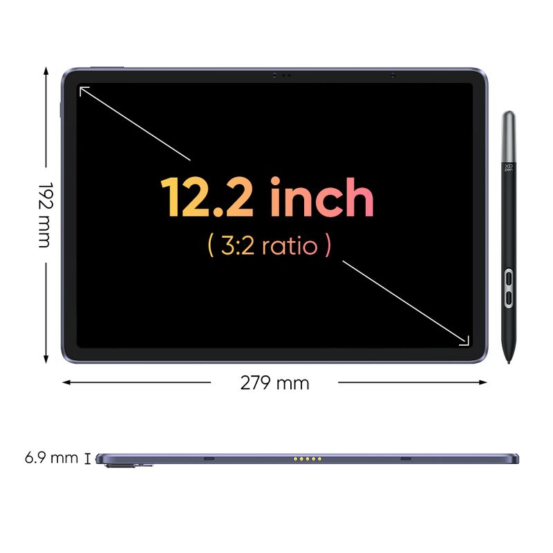 12-Zoll-XPPen Magic Pad 2K-Auflösung 16K-Ebenen 8 GB 256 GB Grafik-Zeichentablett-Monitor Android 14_voghion.com