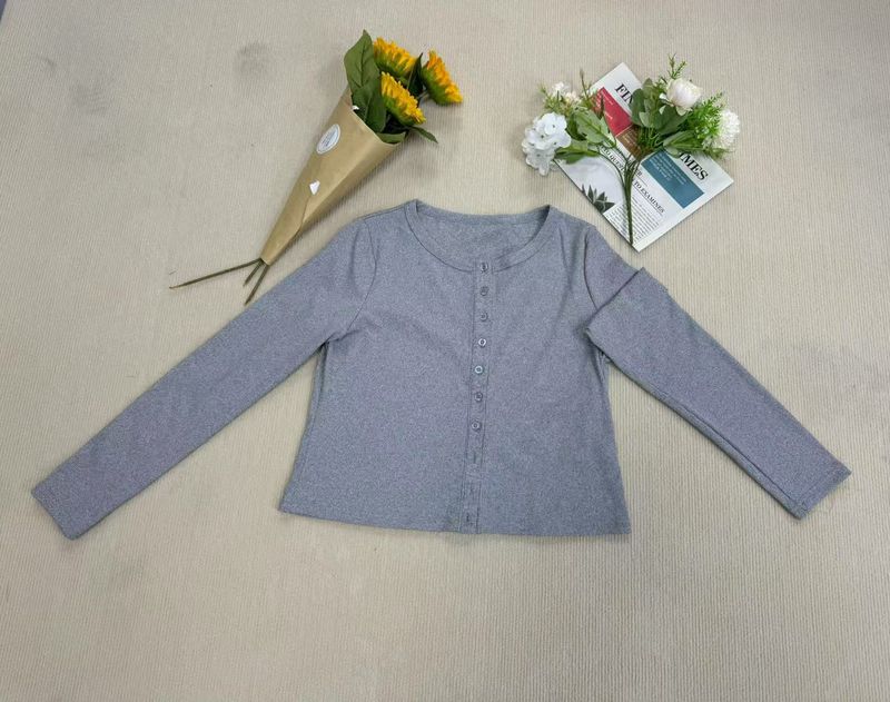 Women's Clothing Long Sleeve Button-Up Cardigan - Slim Fit Solid Color Casual Blouse For Spring & Summer_voghion.com