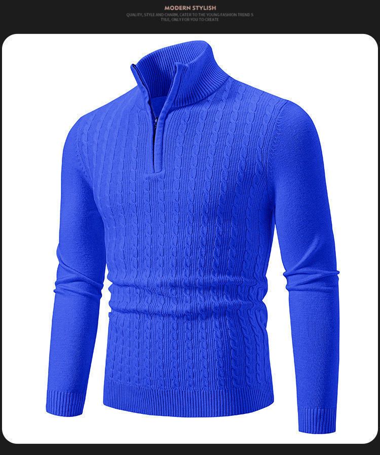 Herrenbekleidung Herren Casual Strickpullover Slim Fit Stehkragen Jacquard Pullover Für Herbst Wintermode_voghion.com