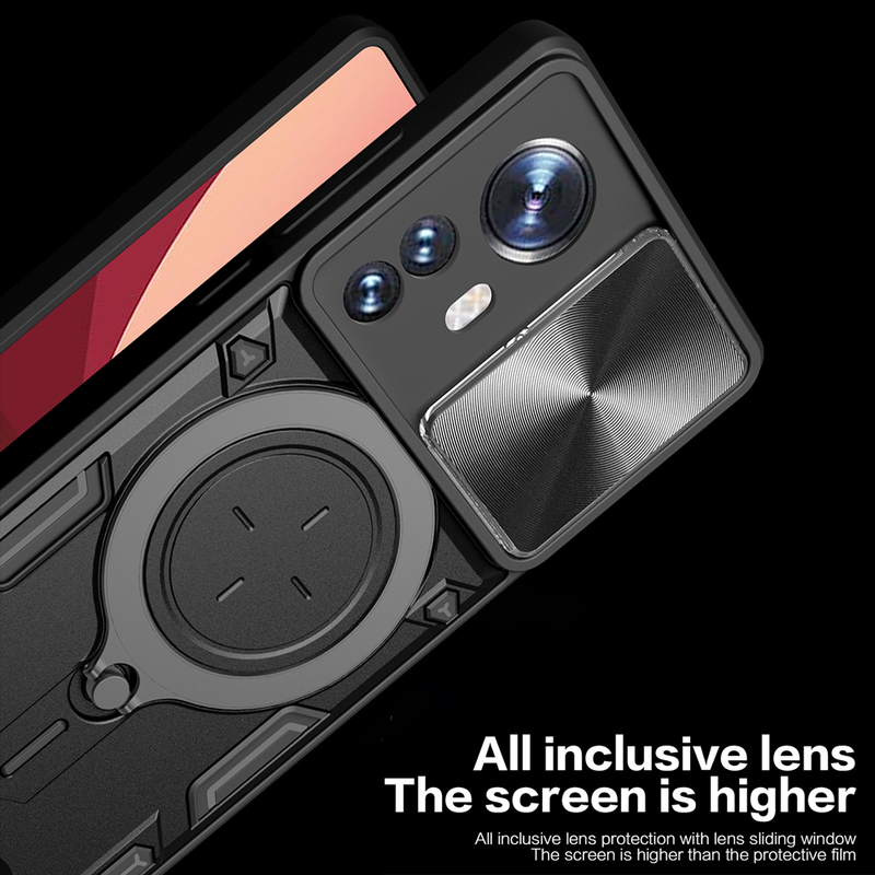 Fodral för Redmi Note 12 11 Pro 10C Xiaomi 13 Poco X5 Pro A1 4G 5G Magnetic Rotat Camera Slide Protector Ring 360 Stand_voghion.com