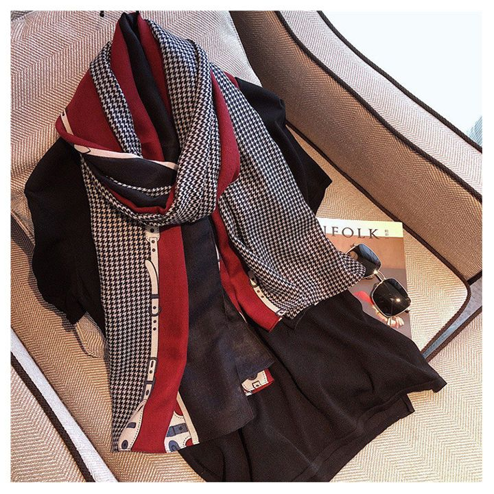 Cfnbharvest Brand Thousand Bird Plaid Schal Damen Herbst und Winter Vielseitiger Western-Schal aus Baumwolle und Hanf Multi_voghion.com