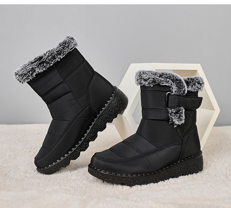 Women's Winter Snow Boots With Fleece Lining, Thick High-Top Warm Shoes, Slip-Resistant Sole, Casual Zip-Up Ankle Boots For Women_voghion.com