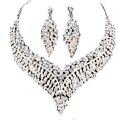 Set di gioielli da donna con strass da sposa in cristallo con strass_voghion.com