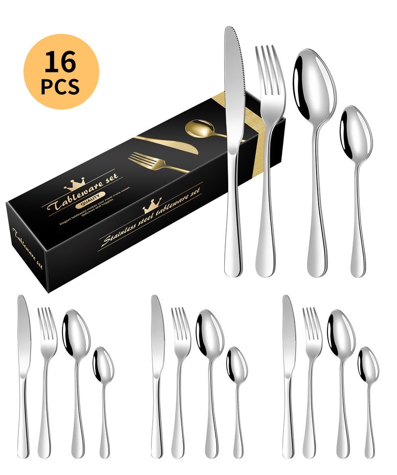Set di posate in acciaio inossidabile da 24 pezzi di Sparkle – Elegante set regalo con coltello, forchetta e cucchiaio per cena, in acciaio inossidabile 410 lucidato a specchio._voghion.com