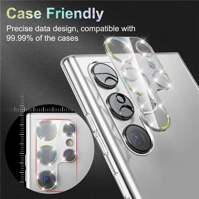 Samsung Galaxy S25 S24 S23 S22 Ultra Plus rūdīta stikla kameras objektīva aizsargplēve Bling Diamond Fullcover_voghion.com