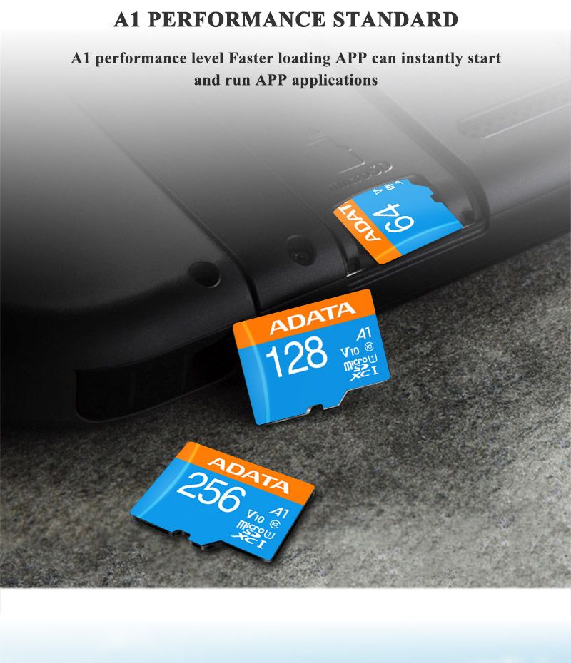 ADATA A1 V10 MicroSD 32GB 64GB 128GB 256GB Origineel Klasse 10 Geheugen voor Telefoonopslag Flash TF-kaart met Adapter_voghion.com