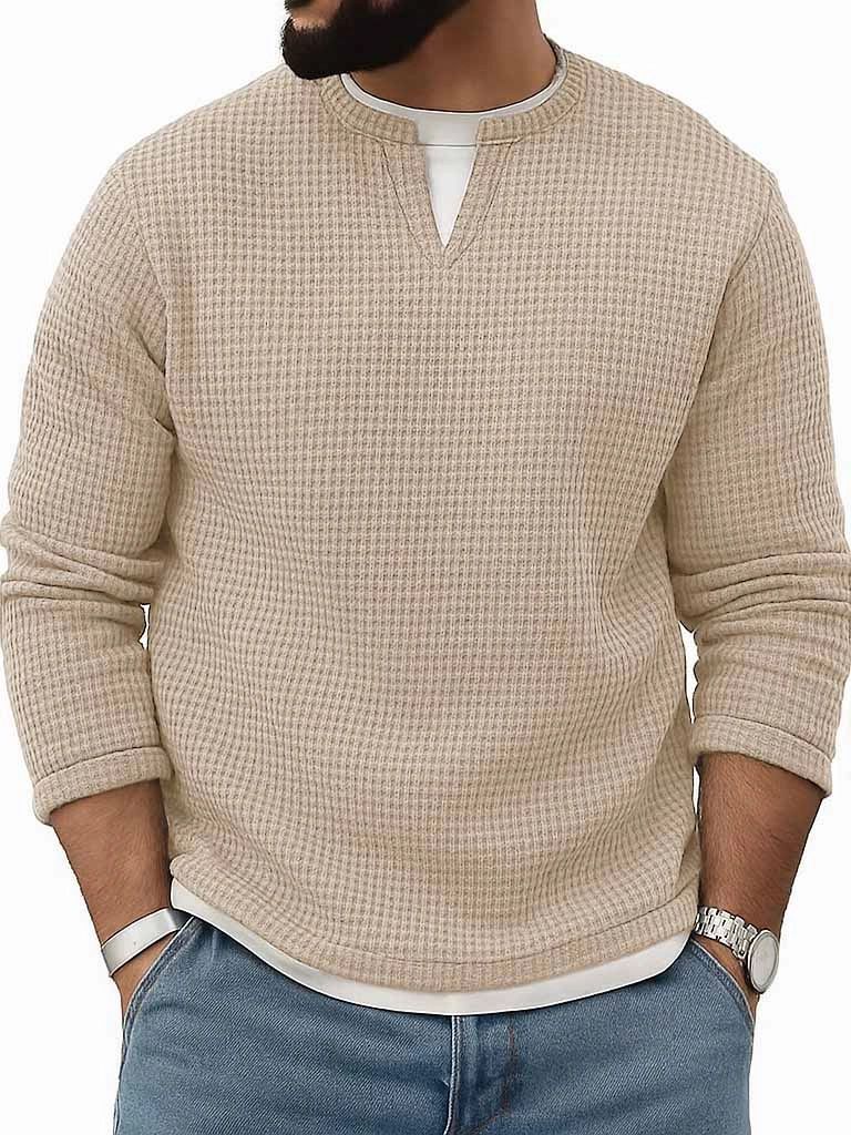 Felpa casual da uomo a maniche lunghe con scollo rotondo - Maglietta base ampia per l'autunno e l'inverno_voghion.com