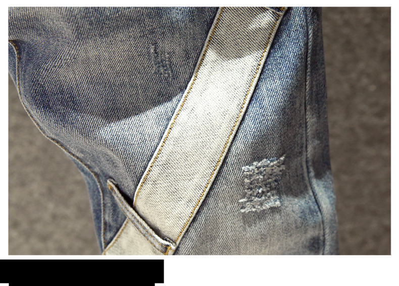 Men's Elastic Patchwork Jeans Versatile And Cool Men's Trendy Brand With Multiple Pockets Contrasting Colors Trendy Slim-fitting Skinny Pants_voghion.com