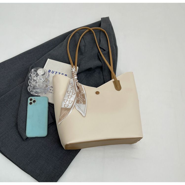 Nuova borsa tote elegante di grande capacità, di alta qualità, a forma di V, alla moda, per il pendolarismo, borsa a mano con sciarpa di seta_voghion.com