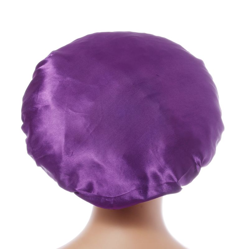 Cuffia da doccia a tesa larga monostrato - Protezione per capelli foderata in raso da 32 cm con elastico alto per donna_voghion.com