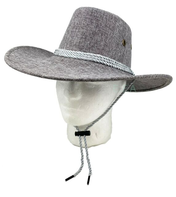 Men's linen mesh summer Cowboy hat bucket hat Fedora wide brim fishing sun_voghion.com
