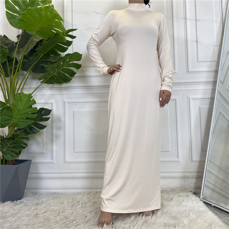 Abito a camicia con fondo a maniche lunghe in tinta unita casual alla moda da donna_voghion.com