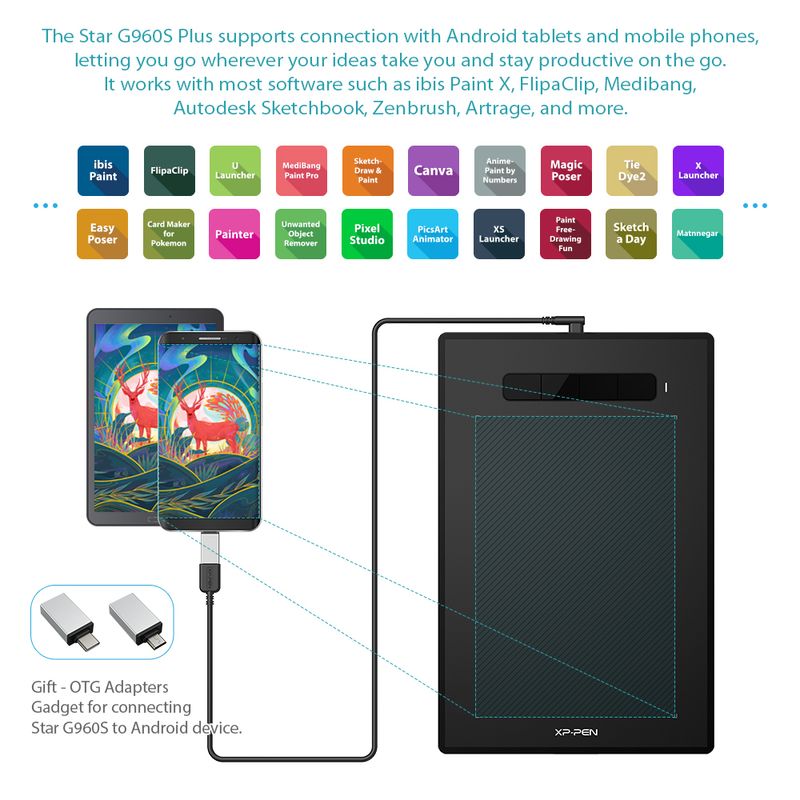 XP Pen Star G960S/S Plus Graphics Digital Drawing 8192 Levels Support Windows Pen Tablet Online Education_voghion.com