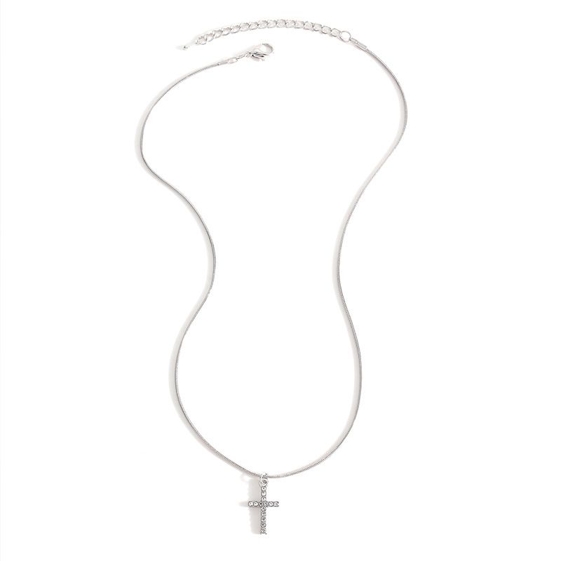 Jewelry Inlaid Cross Snake Necklace For Men And Women Hip Hop Sweatshirt Shirt Collarbone Chain_voghion.com