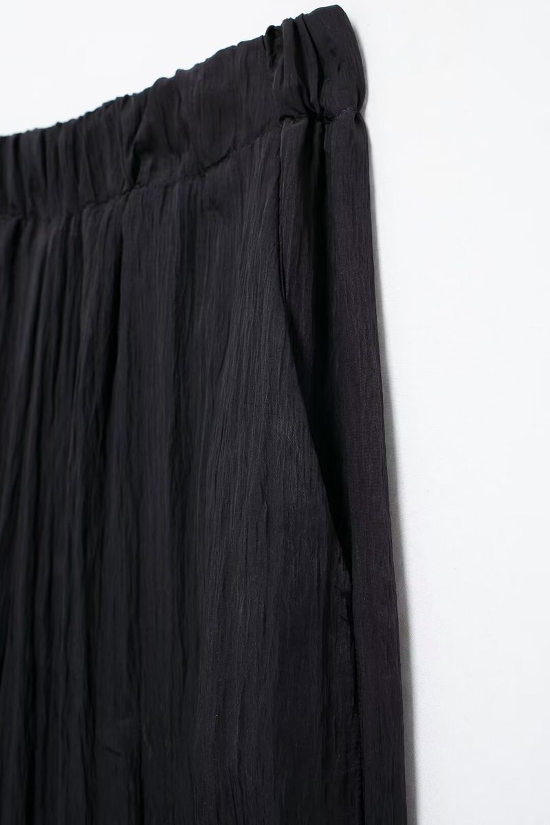 Dámské oblečení, letní novinka 2024, zmačkané sako s otevřeným límcem a širokými nohavicemi, kalhoty a návlek na sukni._voghion.com