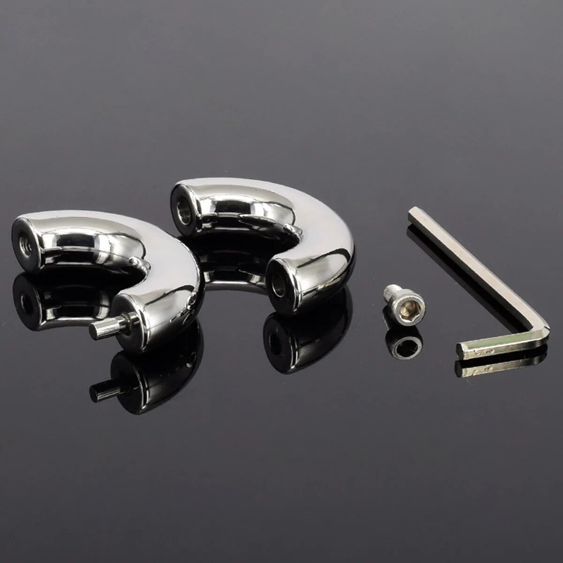 Anneau de serrage en métal pour homme, Cage de chasteté, jouets sexuels pour adultes, vis de Bondage, civière de Scrotum, anneau retardateur pour hommes_voghion.com