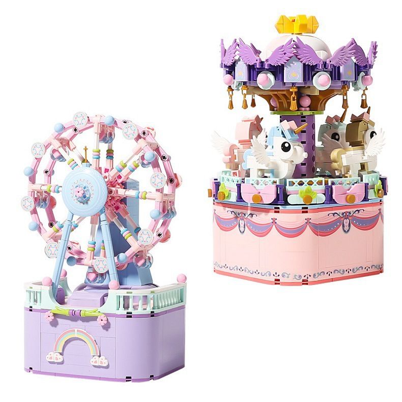 Weile Chuangxiang 3001 Karussell 3002 Riesenrad Spieluhr Montage Bausteine Mädchen beste Freundin Spielzeug_voghion.com
